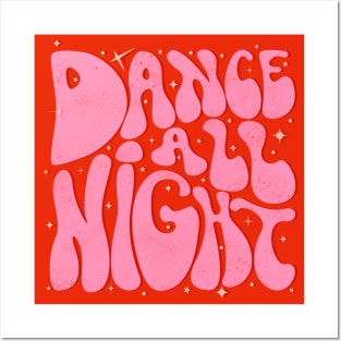 Dance All Night - 70's style in red Posters and Art